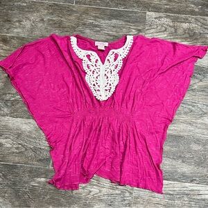 Pink Lace-Trimmed Women's Top